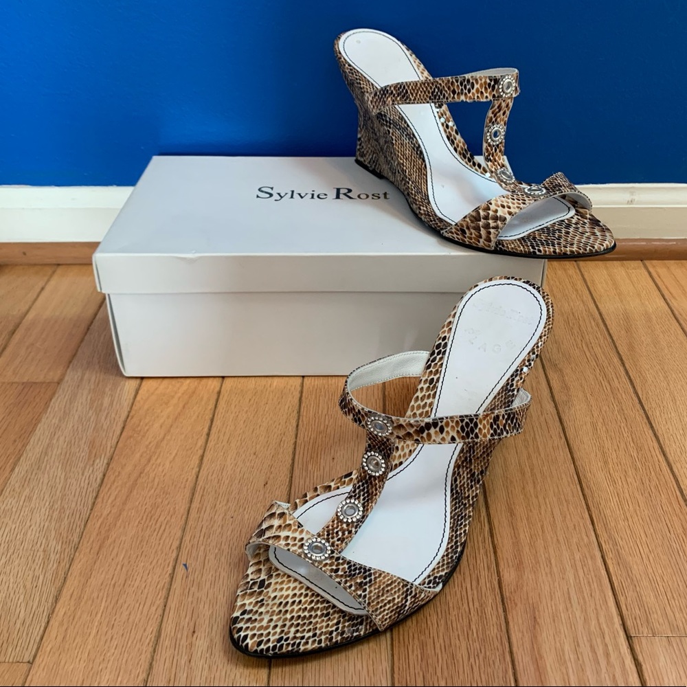 Sylvie Rost St Tropez Snake Wedge Heeled Sandals